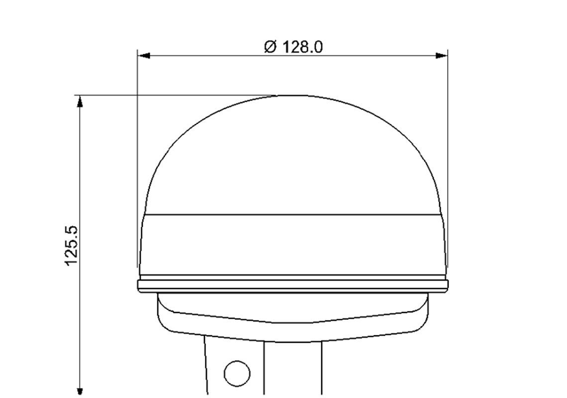 GYROPHARE ELLIPSE A TIGE, AMPOULE 12V MONTEE
